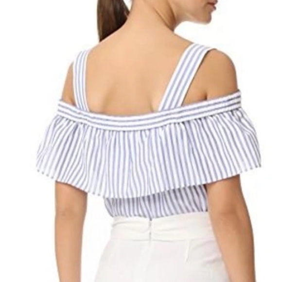 NWT Veronica Beard Lacey Striped Cold-shoulder Top Size 6 - Picture 7 of 10